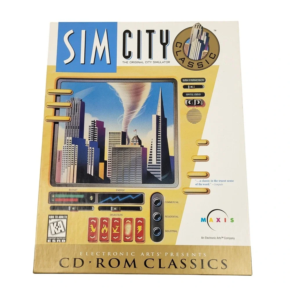 Sim City Classic 1997 Maxis PC CD-ROM Big Box Vintage PC Gaming Y2K Collectible